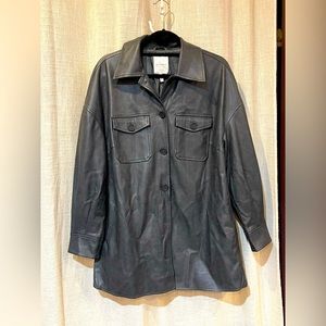 Avec Les Filles oversized faux leather button up